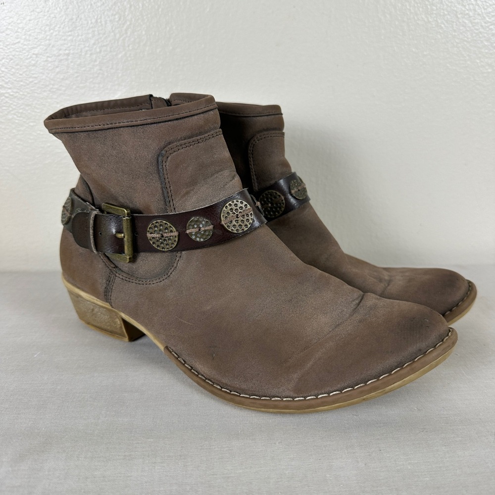 Roxy Women's 8.5 Ankle Boots Brown Buckle Medallion Moto Booties